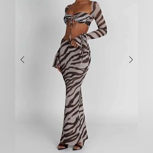 BABYBOO Fashion zebra print skirt and top set